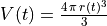 V(t) = \frac{4 \, \pi \, r(t)^3}{3}