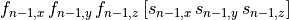 f_{n-1,x} \, f_{n-1,y} \, f_{n-1,z} \, [s_{n-1,x} \, s_{n-1,y} \, s_{n-1,z}]